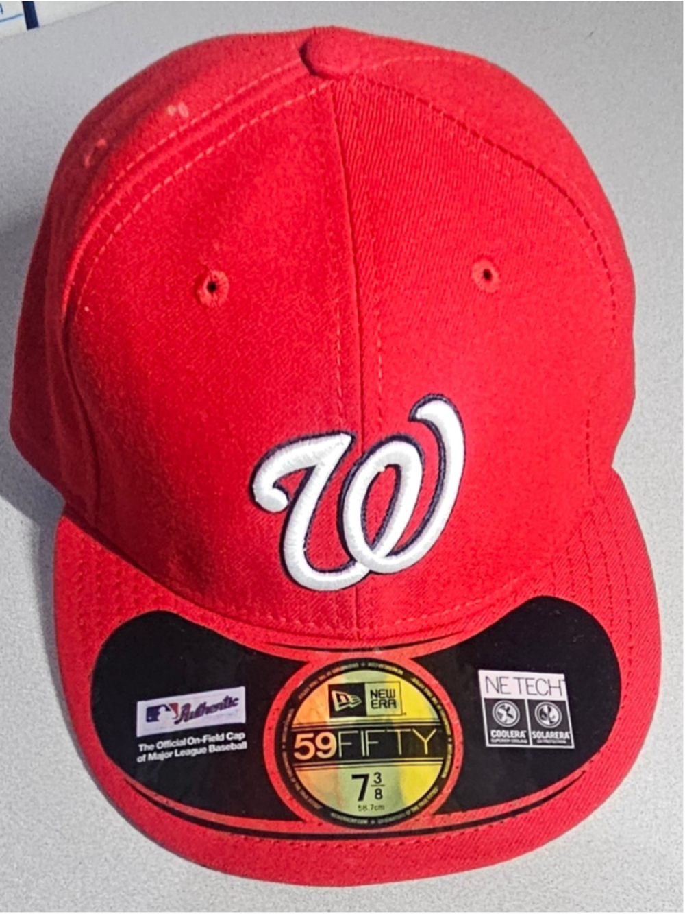 New Era 59FIFTY Washington Nationals MLB Fitted Cap Hat Red 7 1/2 On Field